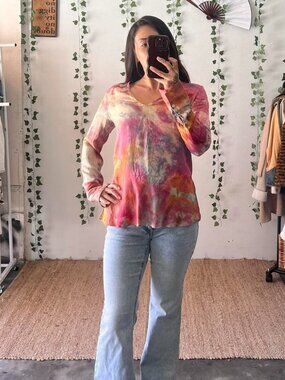 Nordstrom Collection 100% Silk Tie Dye Blouse Size M